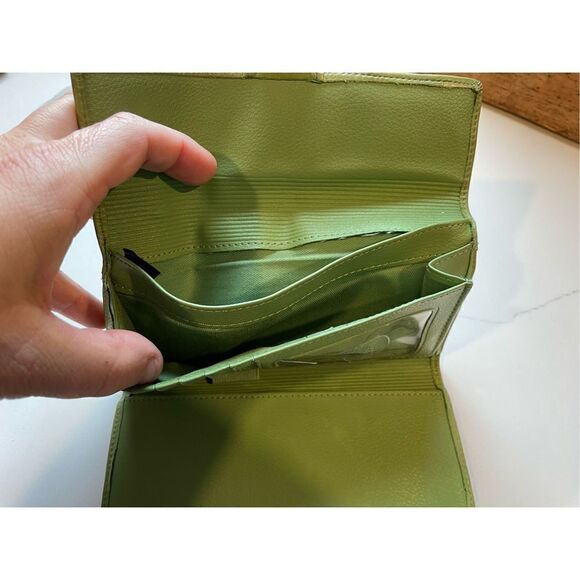 Fossil Vintage Trifold Green Leather Wallet Checkbook Pocket Pen ID Pocket - Picture 5 of 8